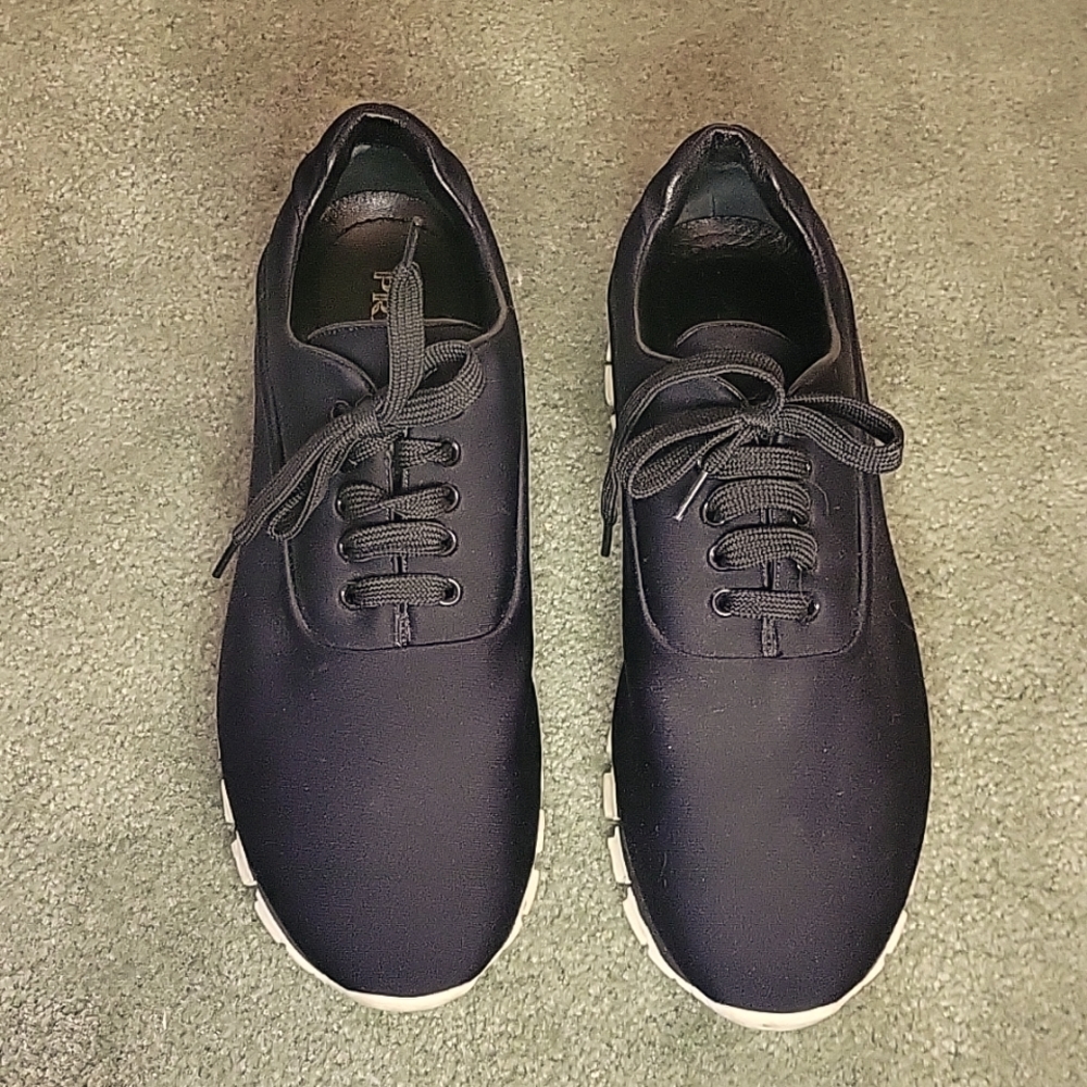Prada Black Nylon and Leather Low Top Sneaker